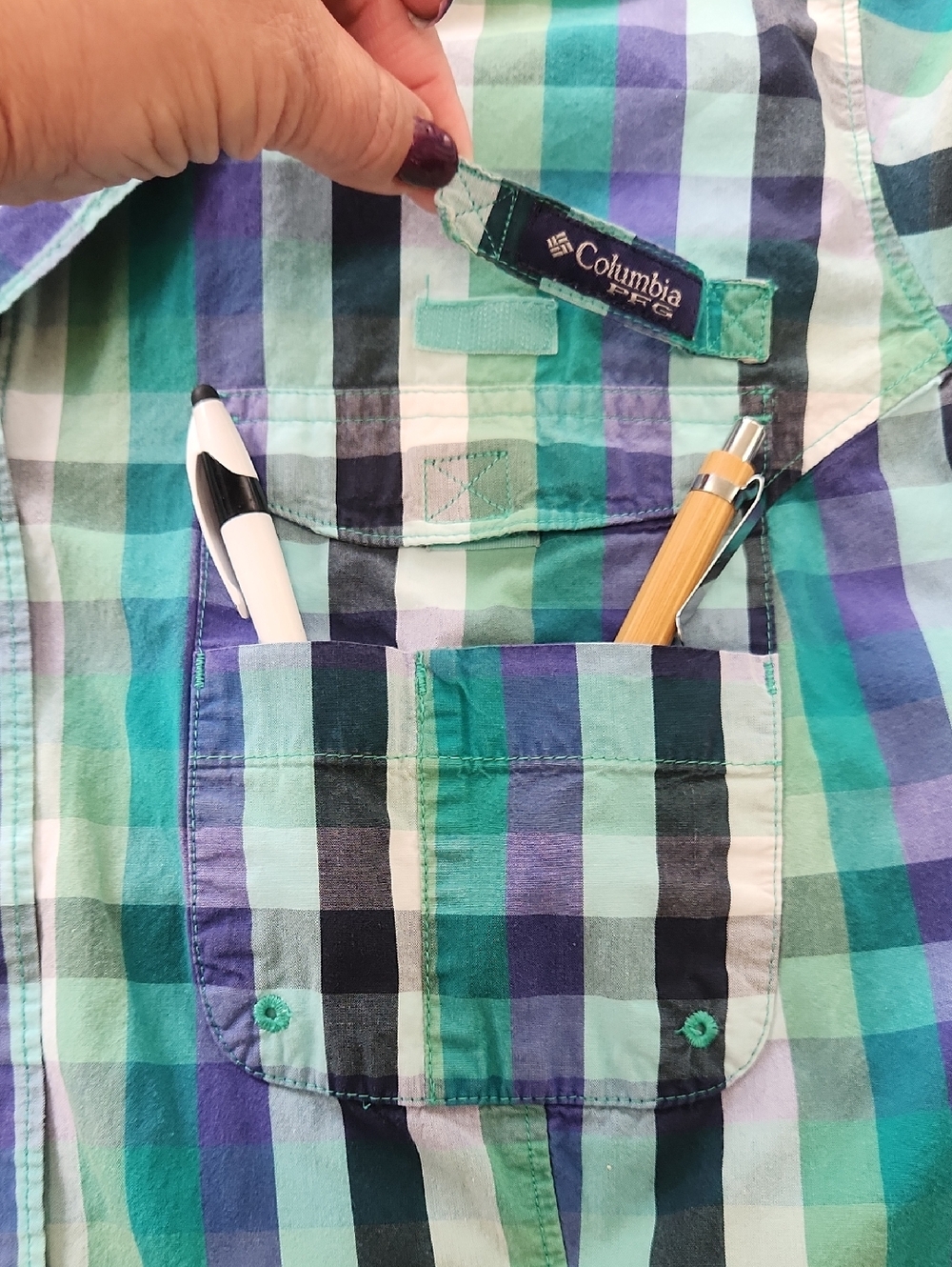 Columbia PFG Super Bonehead Long Sleeve Fishing Shirt Plaid Cotton XL - Picture 10 of 17